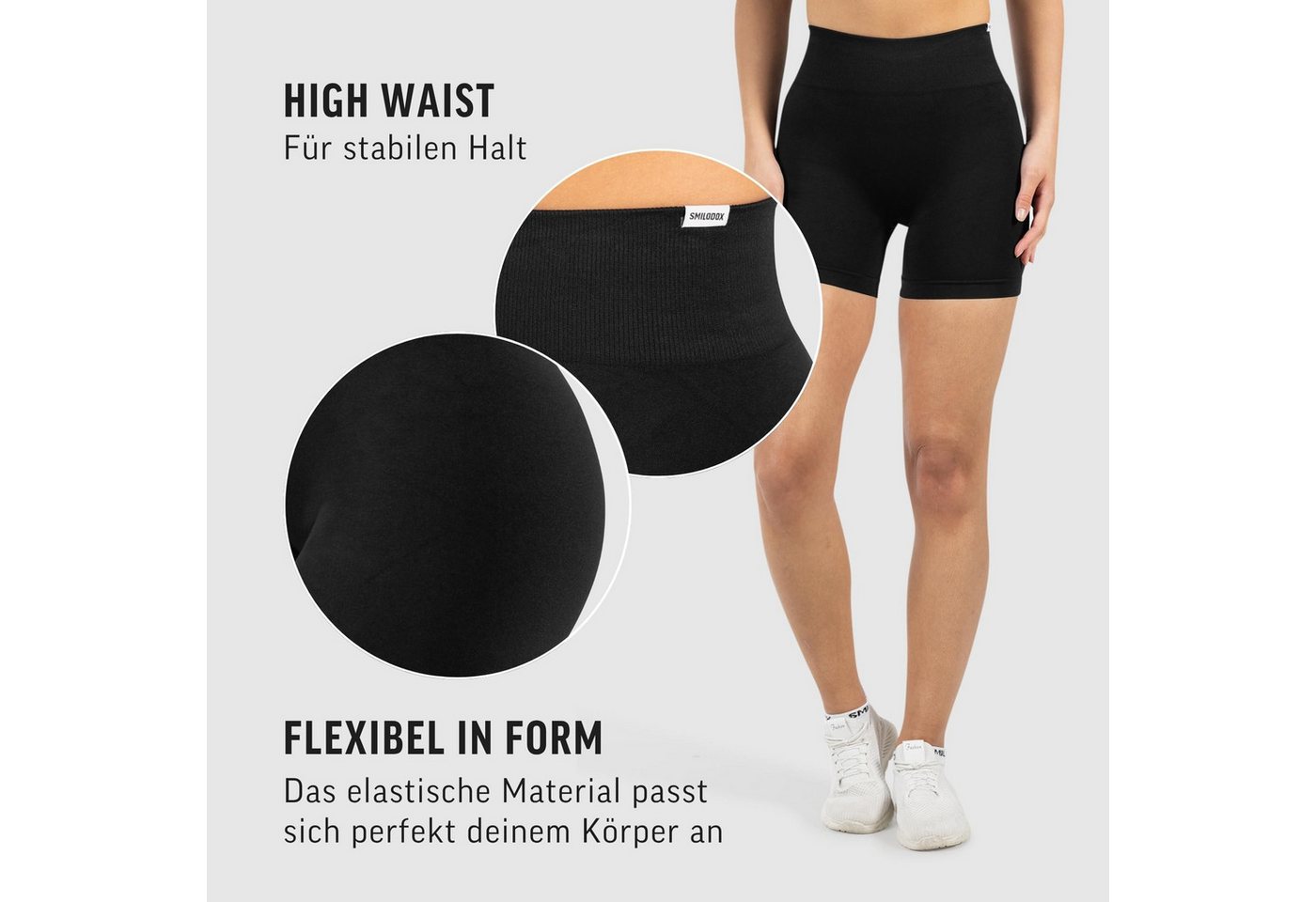 Smilodox Shorts Harly, Seamless High Waist Hotpants mit elastischem Bund Figurbetonte Passform Radlerhose Flexibles Material Training Yoga – Bild 5 von 5