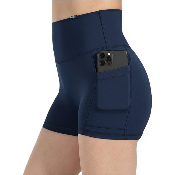 Smilodox Shorts Lissa, High Waist Radlerhose mit seitlichen Eingrifftaschen, elastisch Figurformender Bund, enganliegend, Training Alltag Fitness Yoga