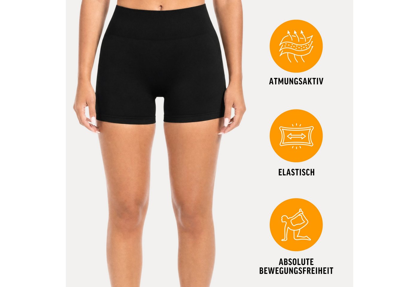 Smilodox Shorts Priska Pro, Seamless Radlerhose, High Waist Kurze Hose für Fitness nicht sichtbare Naht, V-Bund, Stretch, Gym & Yoga – Bild 2 von 5