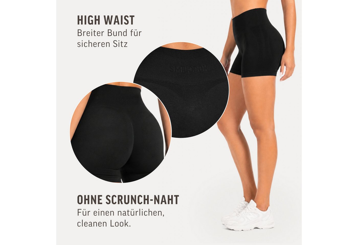 Smilodox Shorts Priska Pro, Seamless Radlerhose, High Waist Kurze Hose für Fitness nicht sichtbare Naht, V-Bund, Stretch, Gym & Yoga – Bild 5 von 5