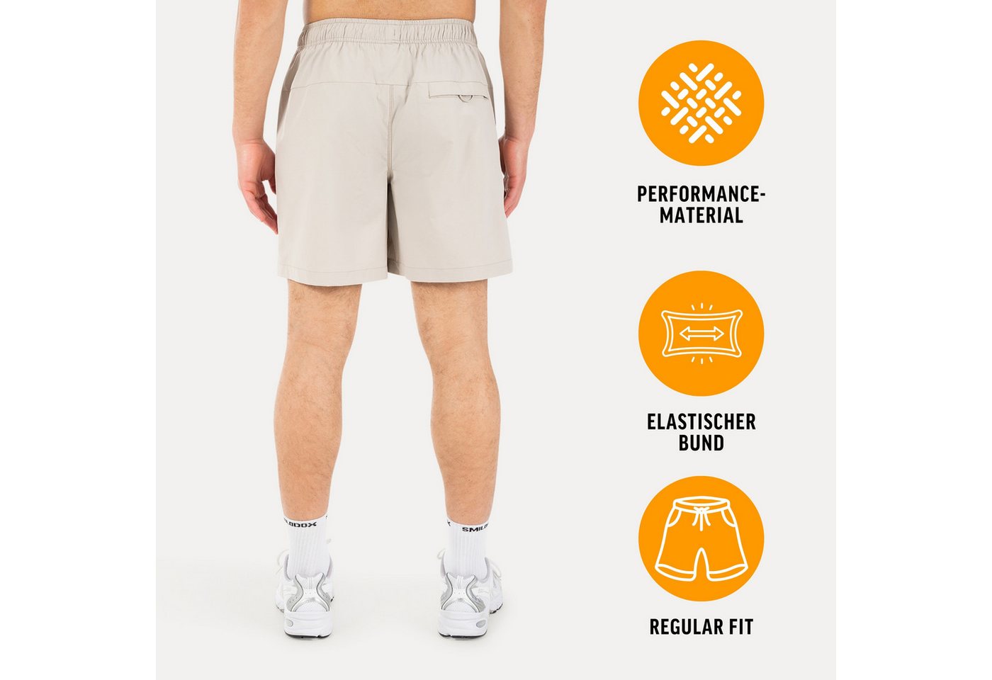 Smilodox Shorts Riven Herren, Sommershorts schnelltrocknend für Fitness & Training Zip Taschen, Gesäßtasche, Stretch, Kordelzug – Bild 2 von 5