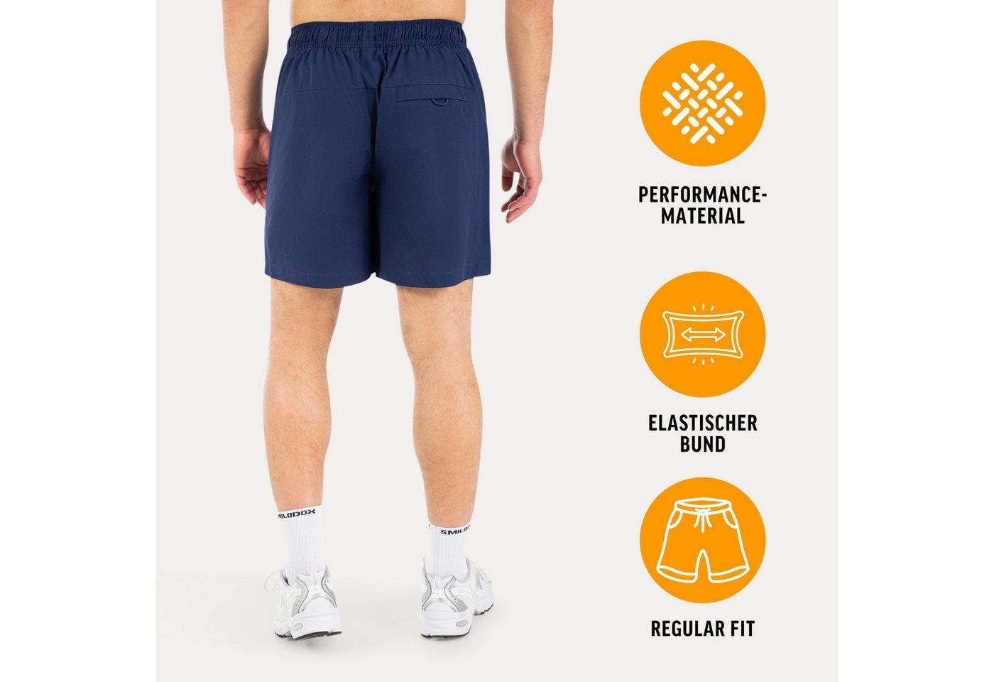 Smilodox Shorts Riven Herren, Sommershorts schnelltrocknend für Fitness & Training Zip Taschen, Gesäßtasche, Stretch, Kordelzug – Bild 2 von 5