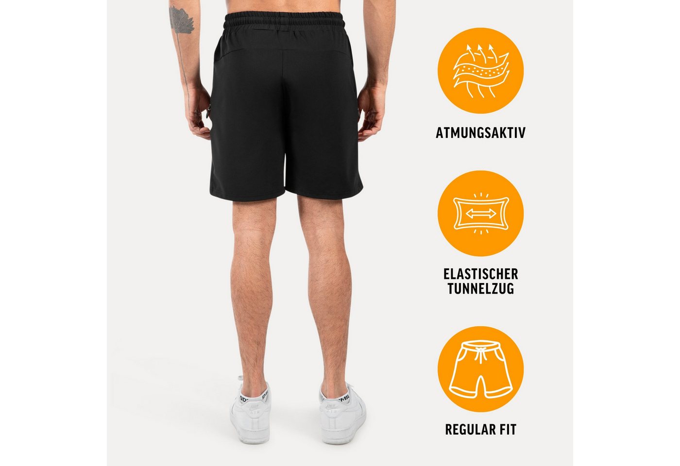 Smilodox Shorts Torvin Herren, kurze Hose, Regular Fit, Sportshorts für Gym & Laufen Komfortbund, Tunnelzug, Seitentaschen, Casual, Gymwear – Bild 2 von 5