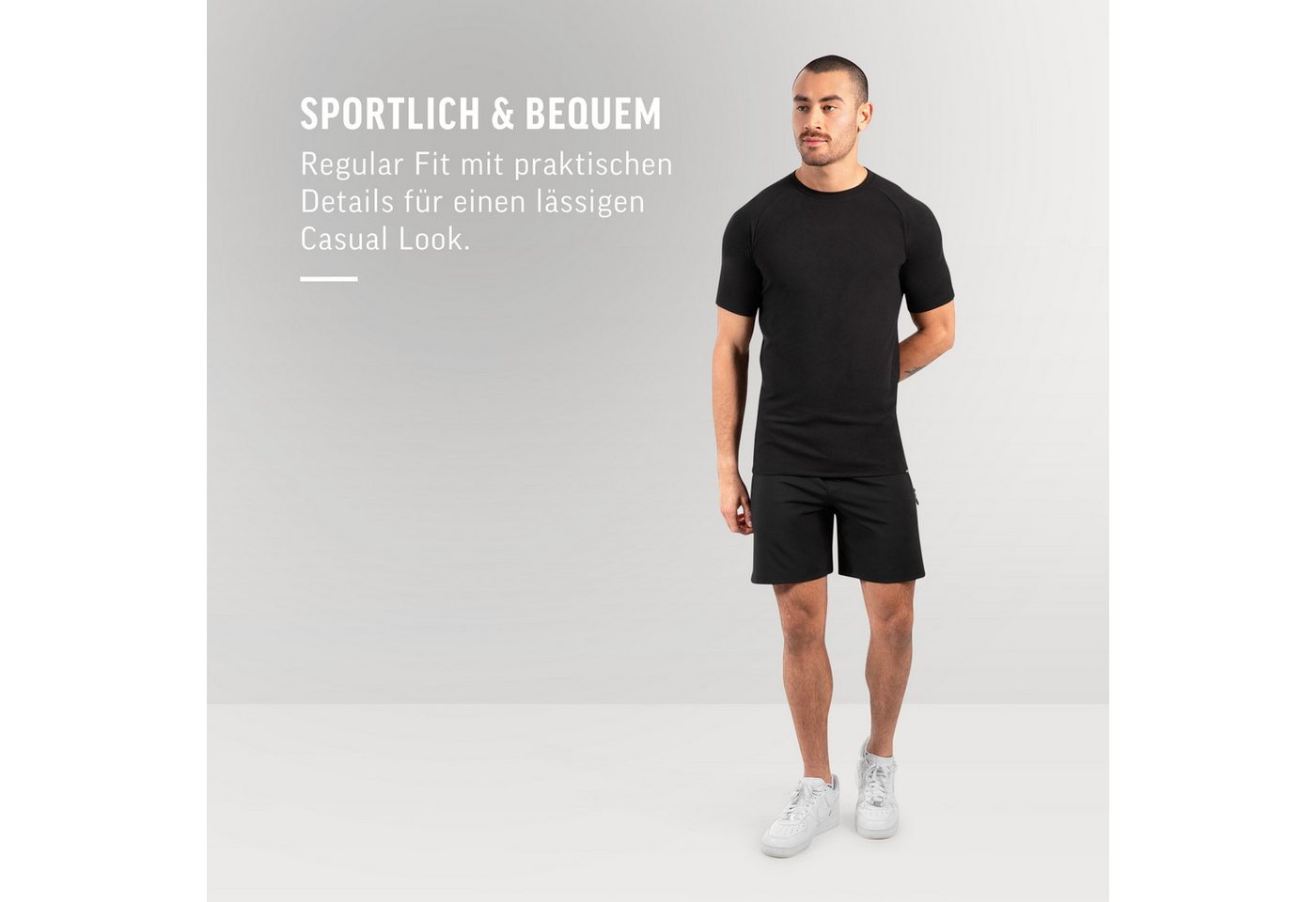 Smilodox Shorts Torvin Herren, kurze Hose, Regular Fit, Sportshorts für Gym & Laufen Komfortbund, Tunnelzug, Seitentaschen, Casual, Gymwear – Bild 3 von 5