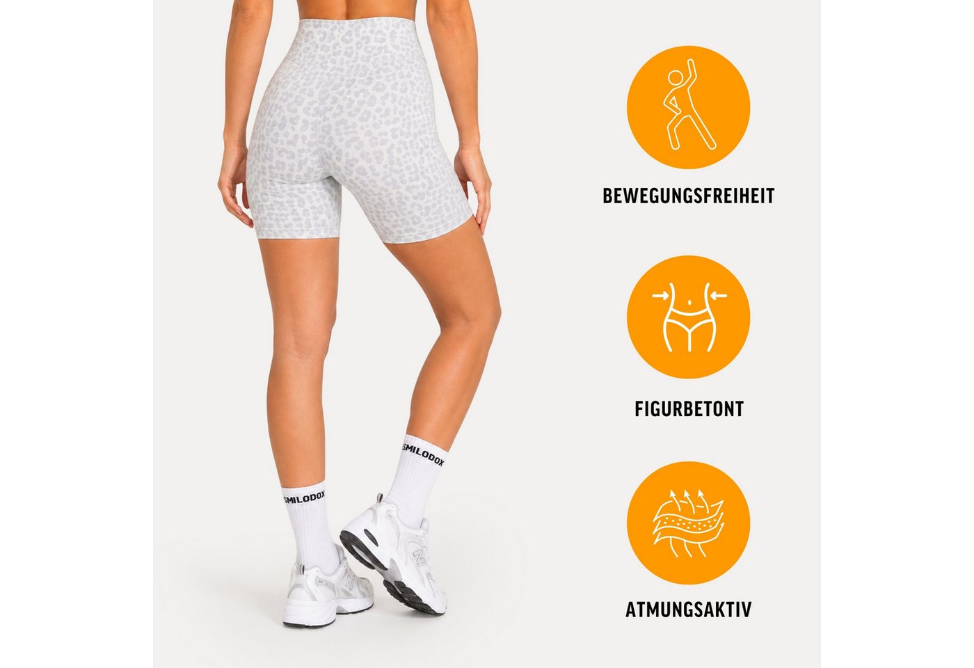 Smilodox Shorts Velvara, Leo-Muster Radlerhose, High Waist, für Gym & Yoga Yogashorts, blickdicht, 4-Wege-Stretch, schnelltrocknend – Bild 2 von 5