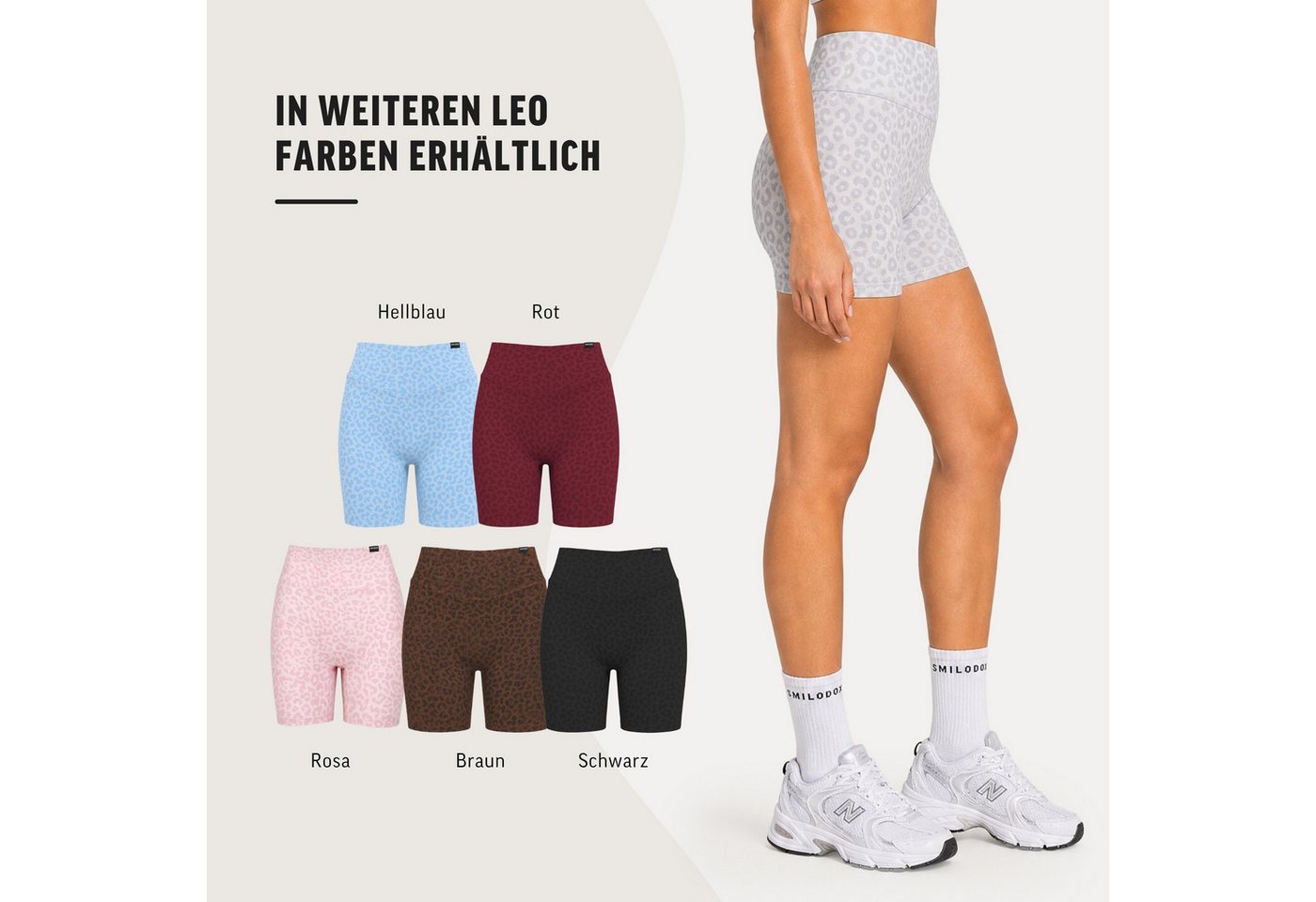 Smilodox Shorts Velvara, Leo-Muster Radlerhose, High Waist, für Gym & Yoga Yogashorts, blickdicht, 4-Wege-Stretch, schnelltrocknend – Bild 4 von 5