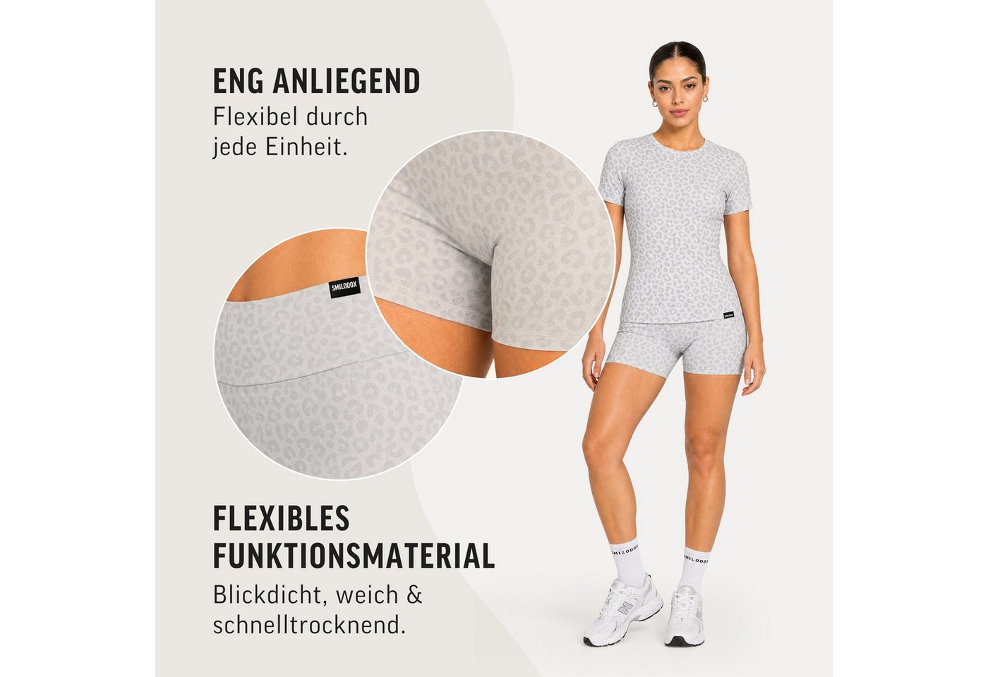 Smilodox Shorts Velvara, Leo-Muster Radlerhose, High Waist, für Gym & Yoga Yogashorts, blickdicht, 4-Wege-Stretch, schnelltrocknend – Bild 5 von 5