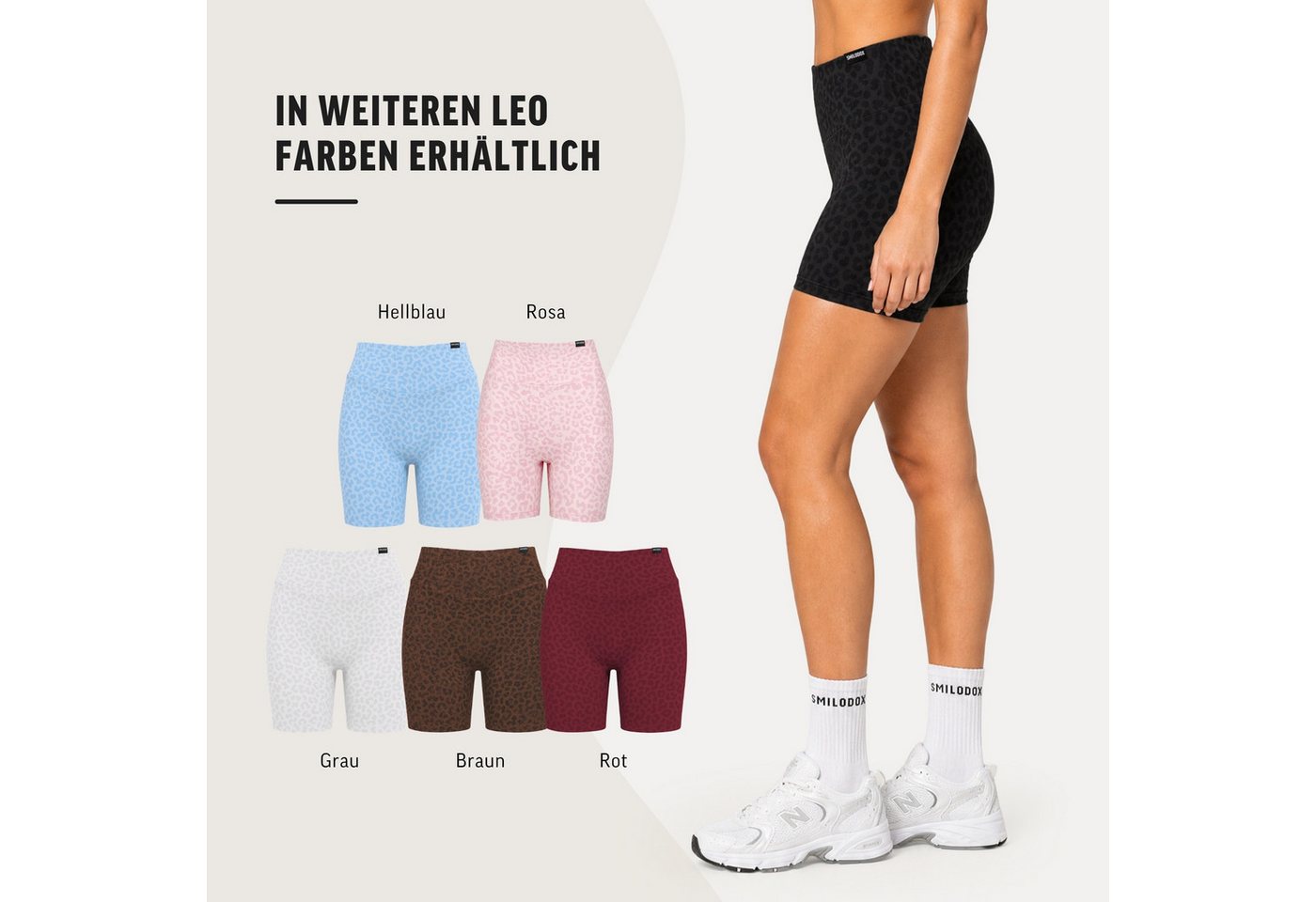 Smilodox Shorts Velvara, Leo-Muster Radlerhose, High Waist, für Gym & Yoga Yogashorts, blickdicht, 4-Wege-Stretch, schnelltrocknend – Bild 4 von 5