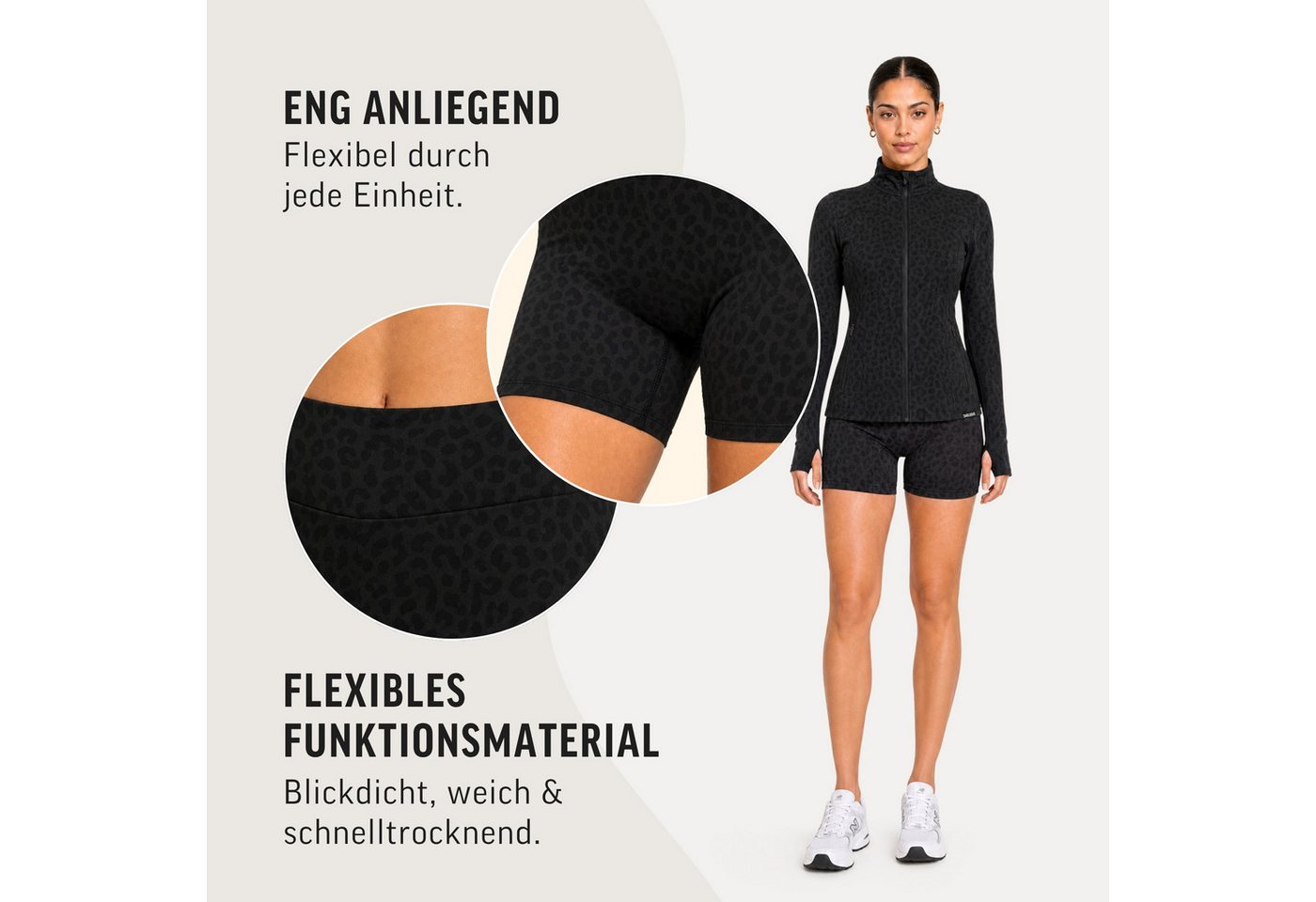 Smilodox Shorts Velvara, Leo-Muster Radlerhose, High Waist, für Gym & Yoga Yogashorts, blickdicht, 4-Wege-Stretch, schnelltrocknend – Bild 5 von 5