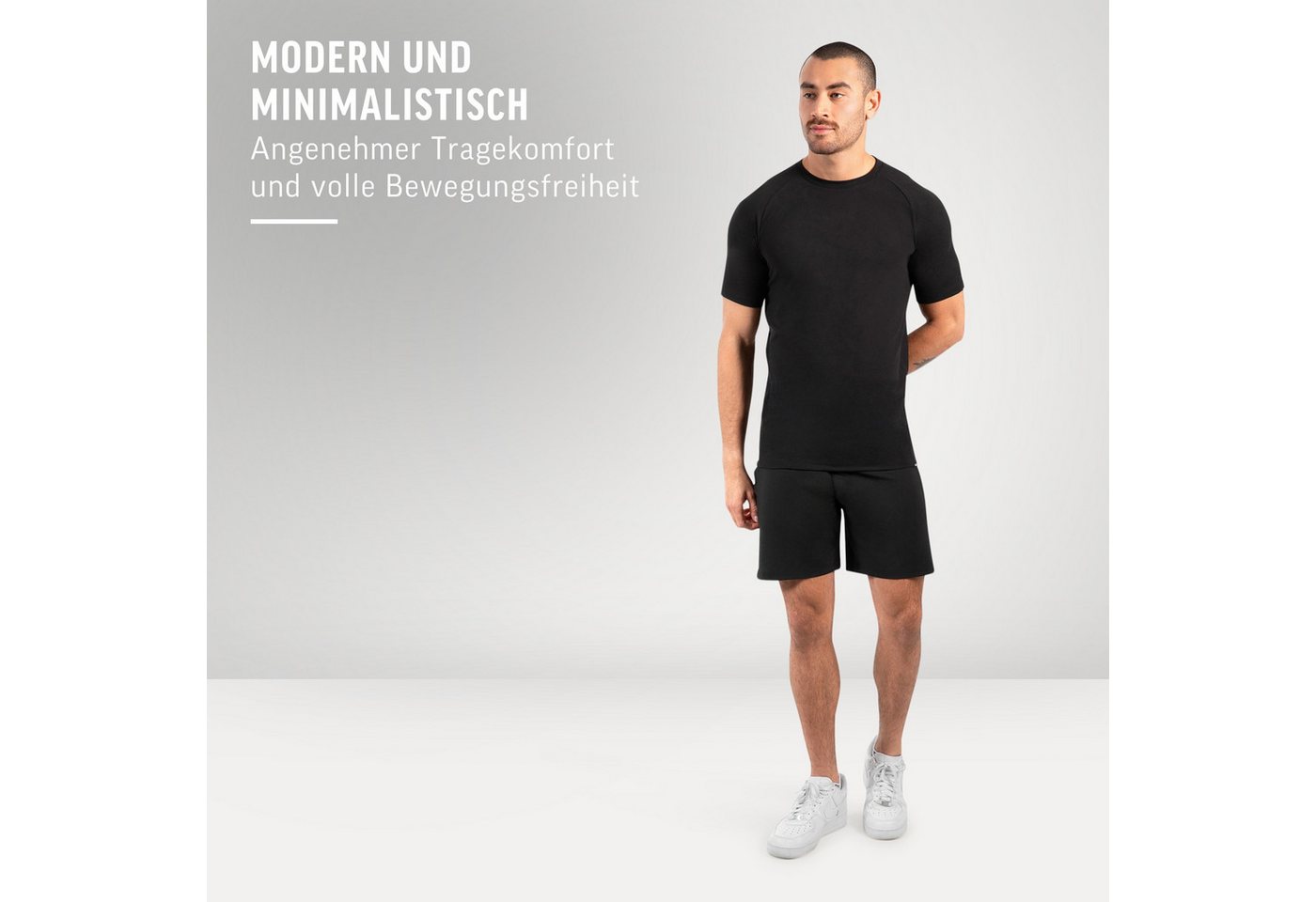 Smilodox Shorts Xion, Bequeme Sportshorts mit 3D Rubber Print, Training Hose elastischer Bund mit Kordelzug Hohe Bewegungsfreiheit Sport Alltag – Bild 3 von 5