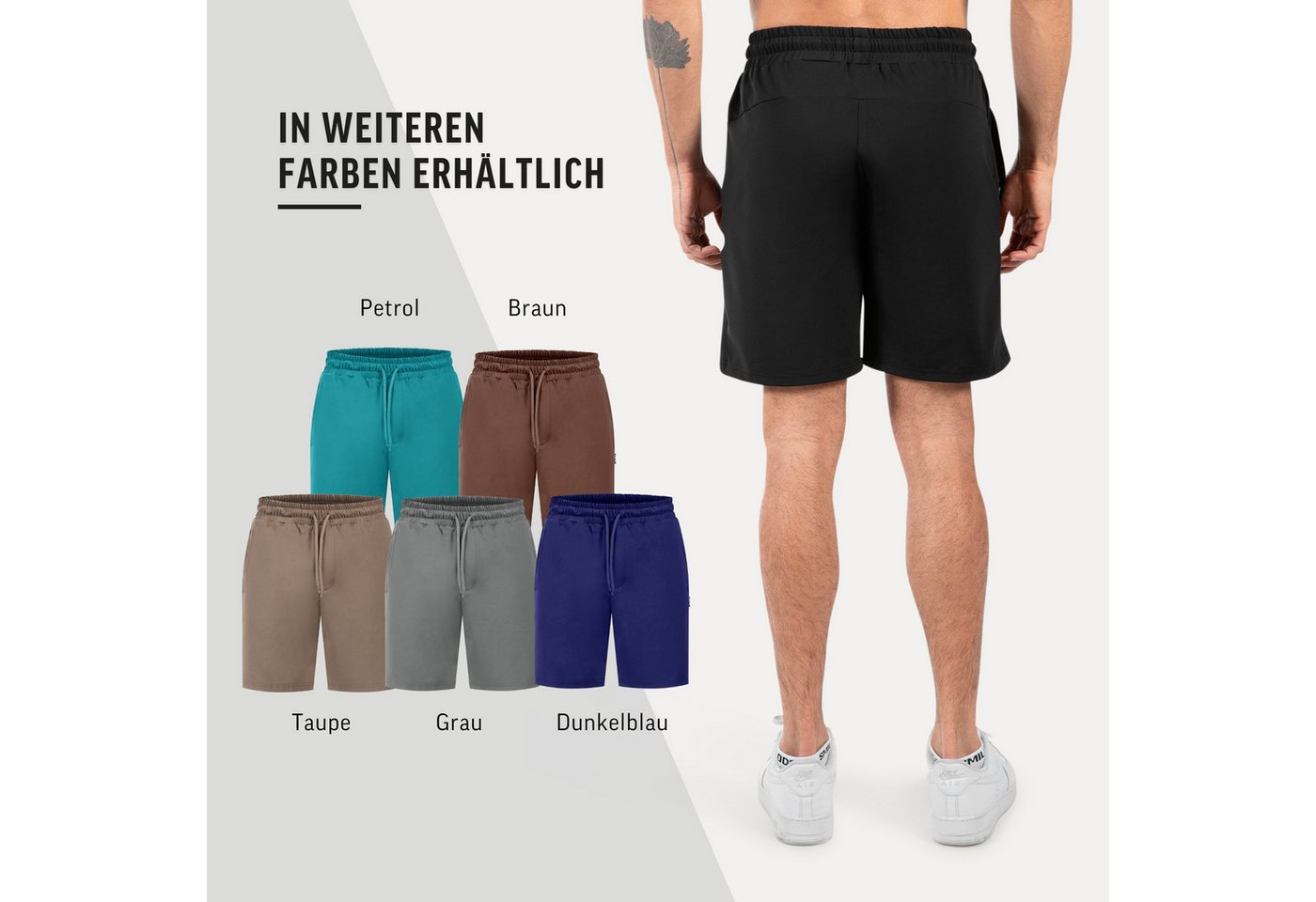 Smilodox Shorts Xion, Bequeme Sportshorts mit 3D Rubber Print, Training Hose elastischer Bund mit Kordelzug Hohe Bewegungsfreiheit Sport Alltag – Bild 4 von 5