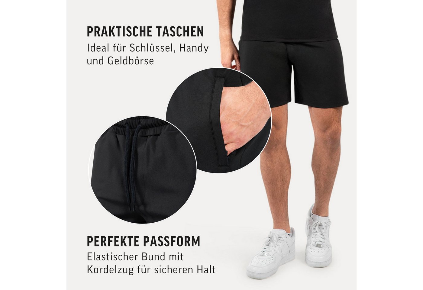 Smilodox Shorts Xion, Bequeme Sportshorts mit 3D Rubber Print, Training Hose elastischer Bund mit Kordelzug Hohe Bewegungsfreiheit Sport Alltag – Bild 5 von 5
