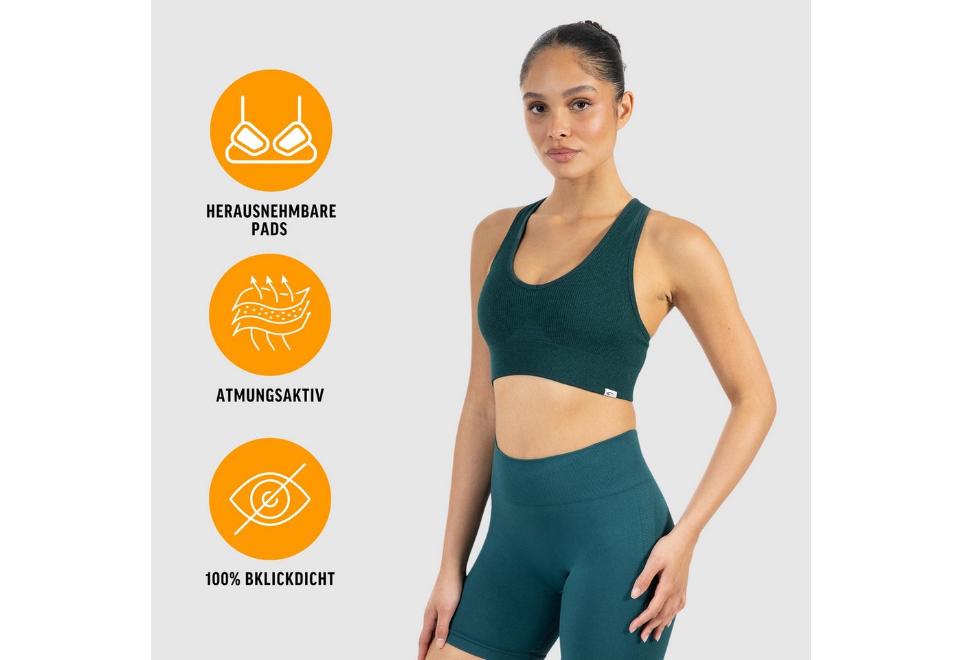 Smilodox Sport-BH Amaze Pro, Seamless Sport Bra Gerippter Stoff Fitness Yoga Alltag Raberback Top, Atmungsaktiv, ohne Bügel, Fitness – Bild 2 von 5
