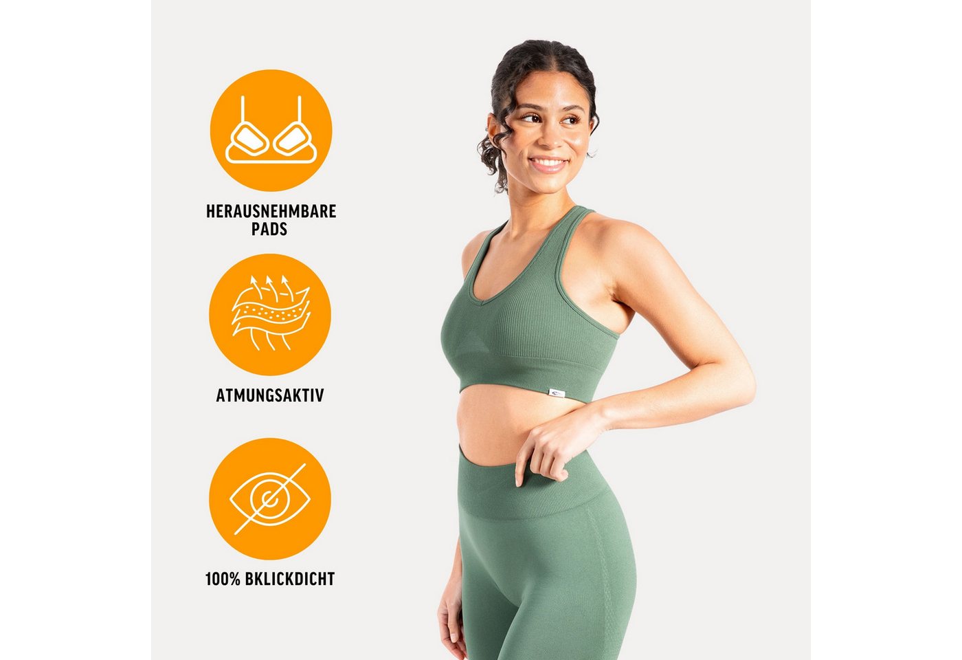 Smilodox Sport-BH Amaze Pro, Seamless Sport Bra Gerippter Stoff Fitness Yoga Alltag Raberback Top, Atmungsaktiv, ohne Bügel, Fitness – Bild 2 von 5