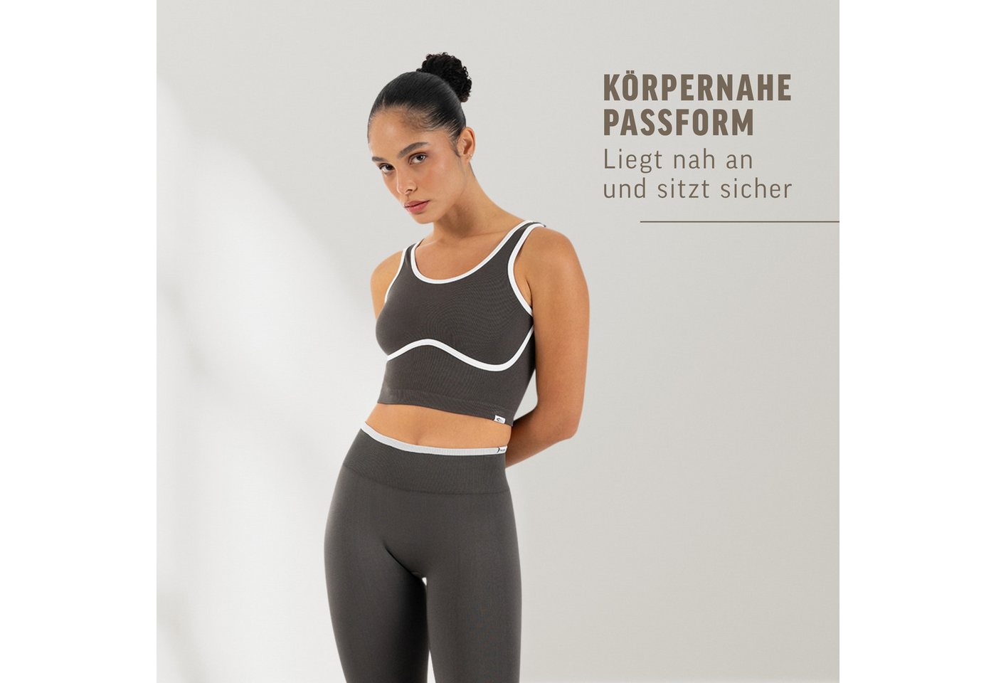 Smilodox Sport-BH Calen, Bustier Damen, Shaped Fit, Fitness Bra, Gym & Freizeit Kontrastdetails, Rippbund, Shaped Fit, weiches Strickmaterial – Bild 3 von 5