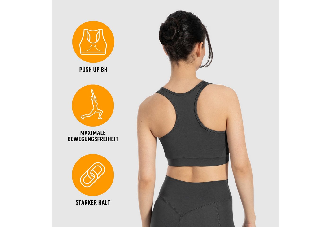 Smilodox Sport-BH Candace, Shaped Fit Bra Racerback, breites Unterbrustband leicher Halt elastisch & bequem, Yoga Alltag Training aktive Bewegungsfreiheit – Bild 2 von 5