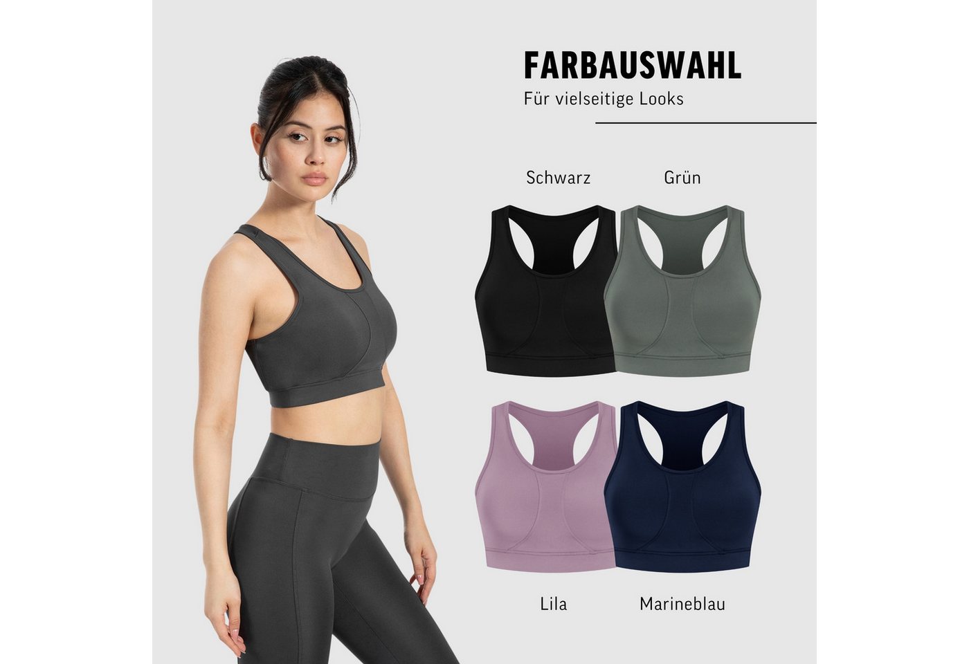 Smilodox Sport-BH Candace, Shaped Fit Bra Racerback, breites Unterbrustband leicher Halt elastisch & bequem, Yoga Alltag Training aktive Bewegungsfreiheit – Bild 4 von 5