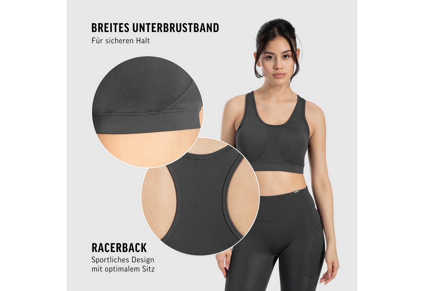 Smilodox Sport-BH Candace, Shaped Fit Bra Racerback, breites Unterbrustband leicher Halt elastisch & bequem, Yoga Alltag Training aktive Bewegungsfreiheit – Bild 5 von 5