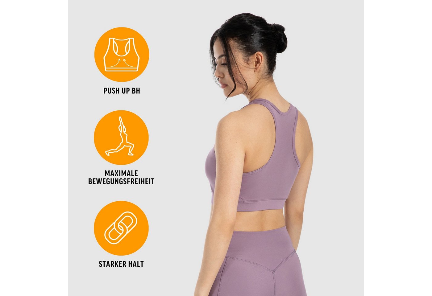 Smilodox Sport-BH Candace, Shaped Fit Bra Racerback, breites Unterbrustband leicher Halt elastisch & bequem, Yoga Alltag Training aktive Bewegungsfreiheit – Bild 2 von 5
