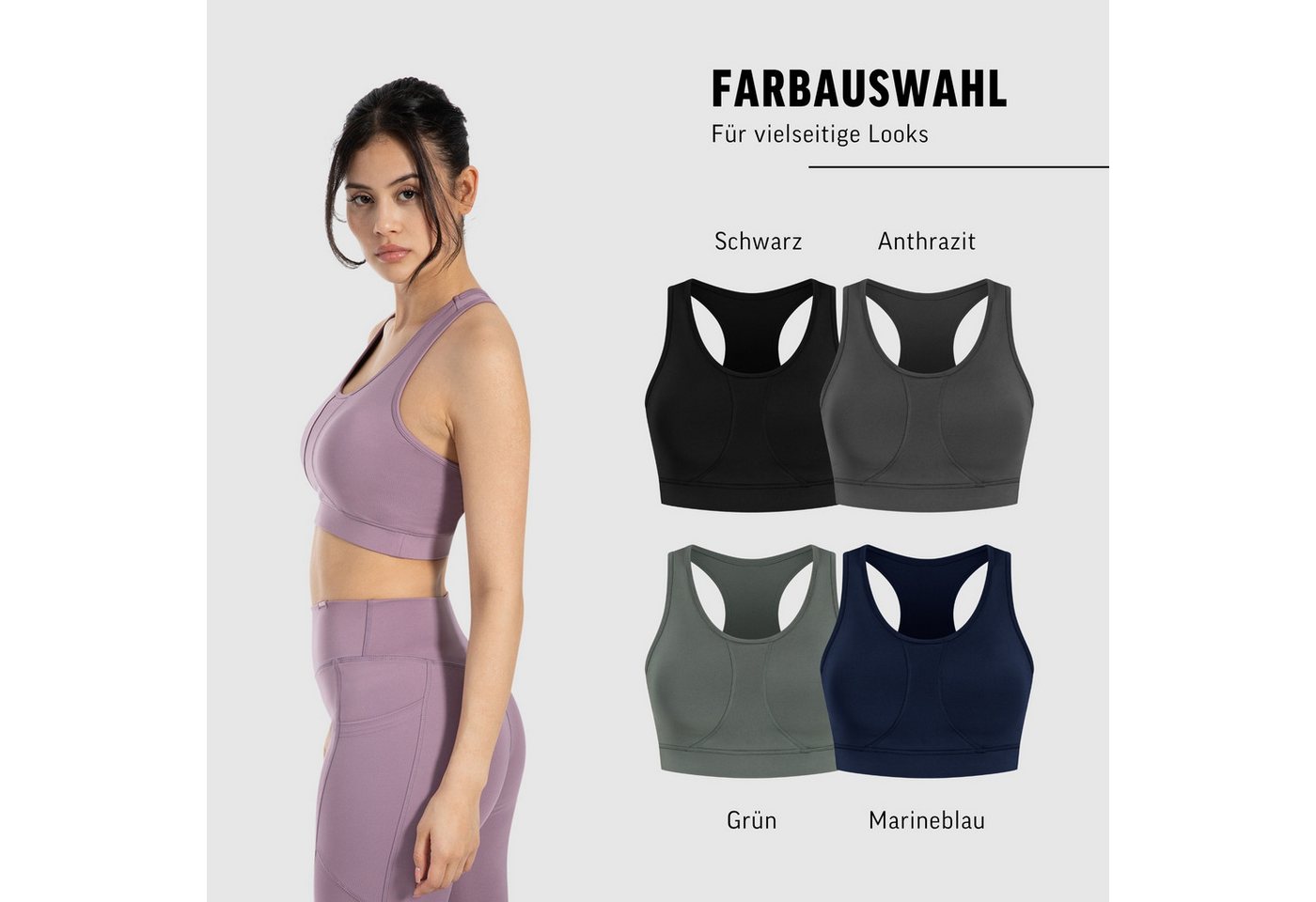 Smilodox Sport-BH Candace, Shaped Fit Bra Racerback, breites Unterbrustband leicher Halt elastisch & bequem, Yoga Alltag Training aktive Bewegungsfreiheit – Bild 4 von 5