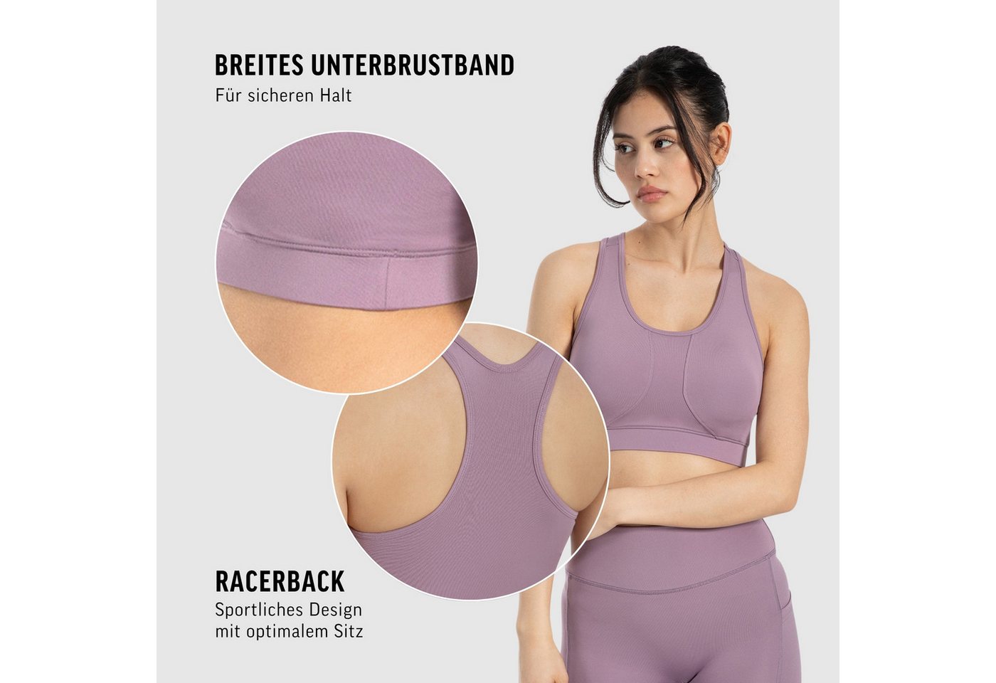 Smilodox Sport-BH Candace, Shaped Fit Bra Racerback, breites Unterbrustband leicher Halt elastisch & bequem, Yoga Alltag Training aktive Bewegungsfreiheit – Bild 5 von 5