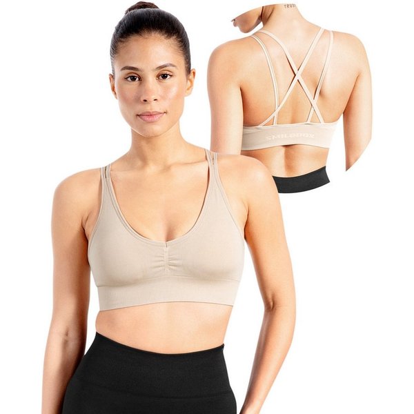 Smilodox Sport-BH Katrin, Crop Top V-Ausschnitt Fester Halt Fester Halt Yoga Alltag Sport Bra Atmungsaktiv ohne Bügel Fitness Gym Scrunch Bustier