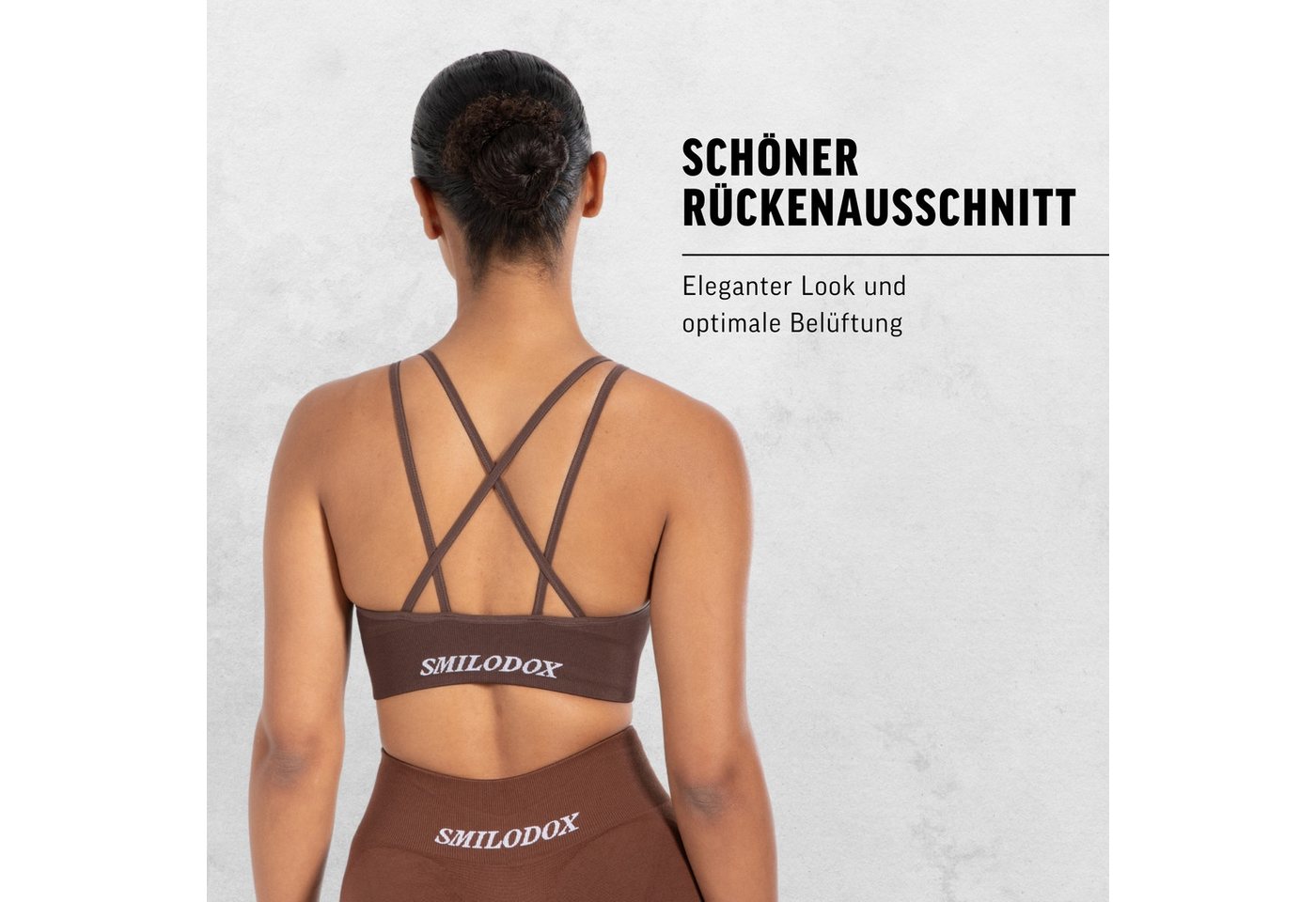 Smilodox Sport-BH Katrin, Crop Top V-Ausschnitt Fester Halt Fester Halt Yoga Alltag Sport Bra Atmungsaktiv ohne Bügel Fitness Gym Scrunch Bustier – Bild 3 von 5