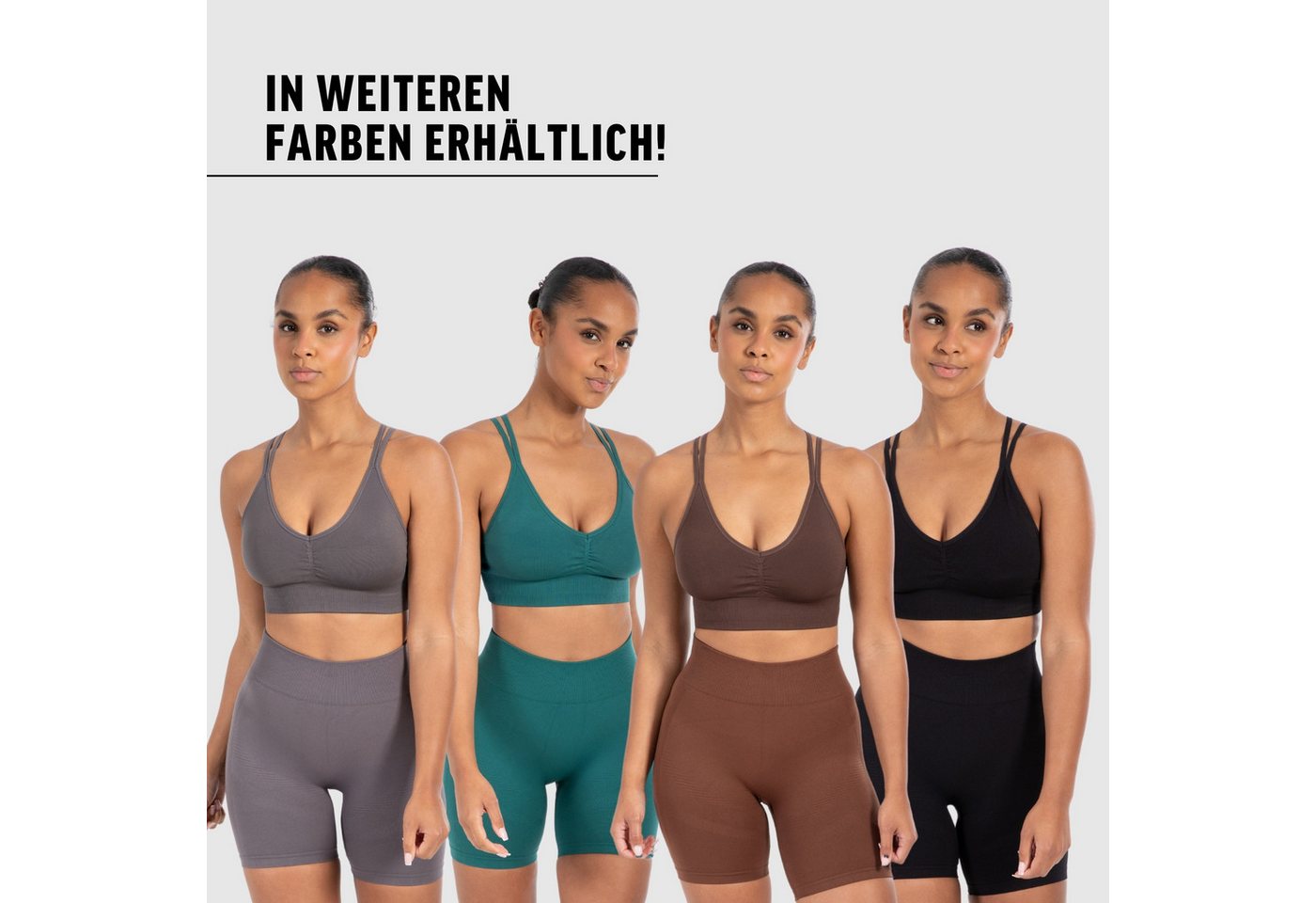 Smilodox Sport-BH Katrin, Crop Top V-Ausschnitt Fester Halt Fester Halt Yoga Alltag Sport Bra Atmungsaktiv ohne Bügel Fitness Gym Scrunch Bustier – Bild 4 von 5
