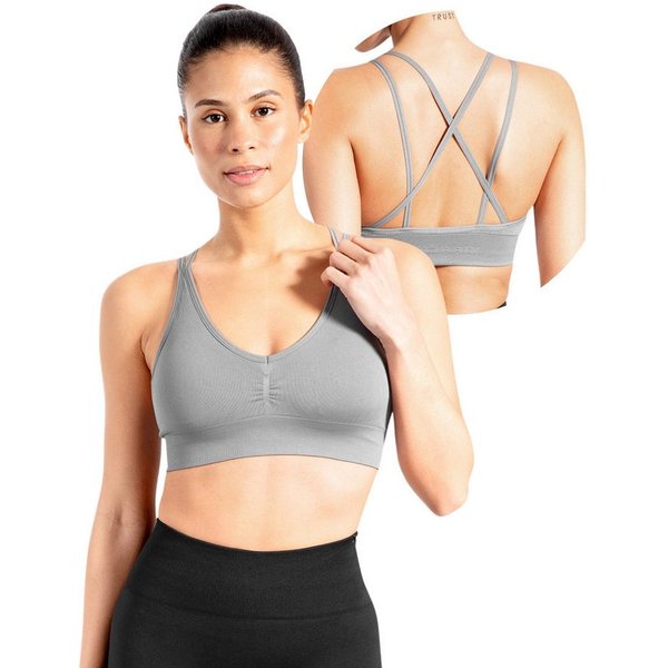 Smilodox Sport-BH Katrin, Crop Top V-Ausschnitt Fester Halt Fester Halt Yoga Alltag Sport Bra Atmungsaktiv ohne Bügel Fitness Gym Scrunch Bustier