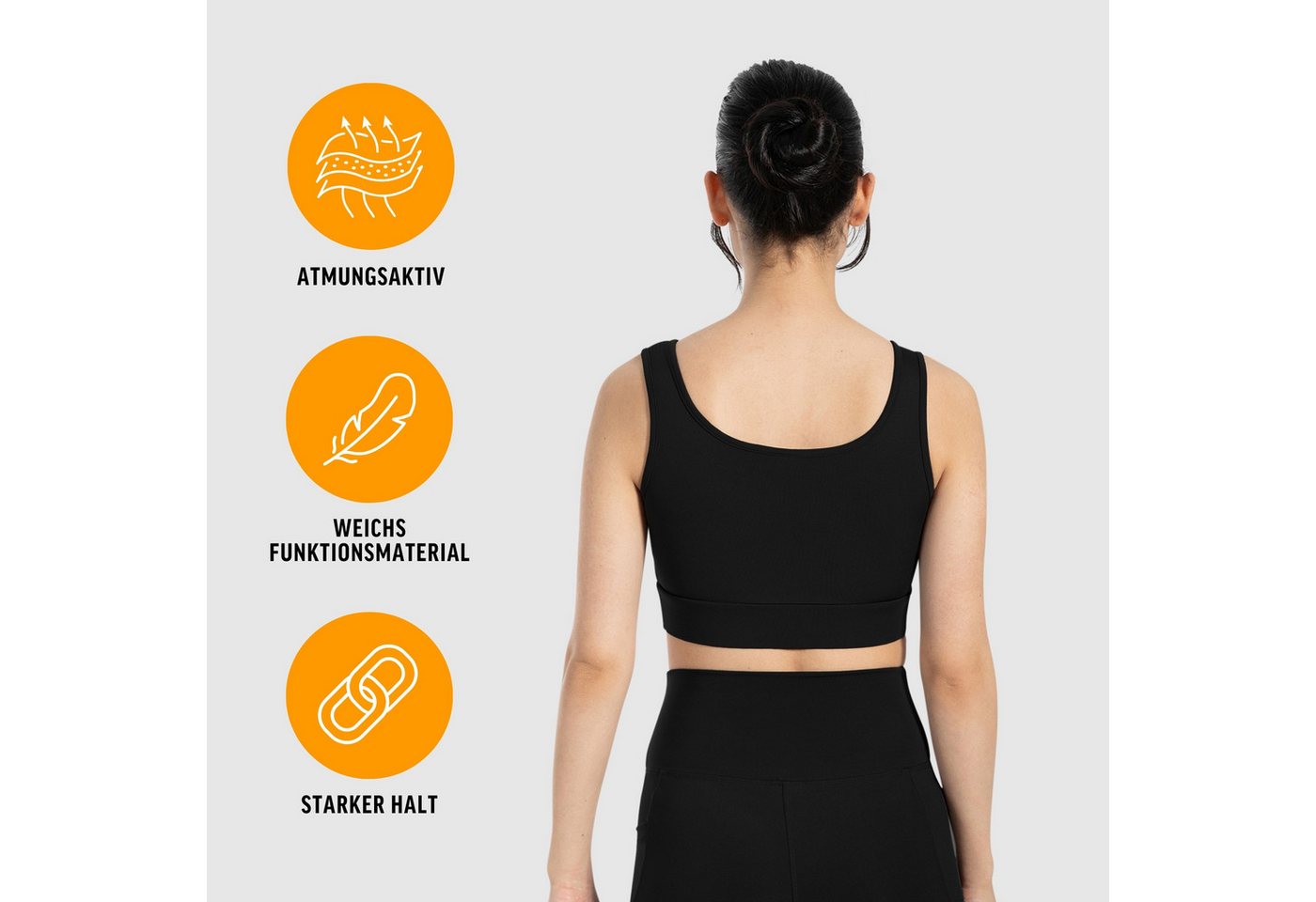 Smilodox Sport-BH SoftFeel Debby, High Support Bra, atmungsaktiv & schnelltrocknend Breites Unterbrustband, elastisch feuchtigkeitsableitend, Yoga Pilates – Bild 2 von 5
