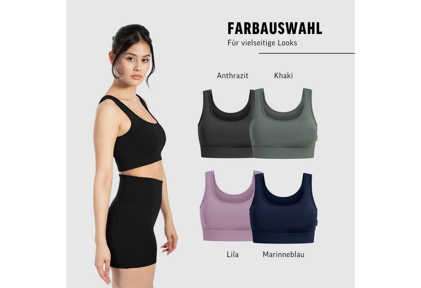 Smilodox Sport-BH SoftFeel Debby, High Support Bra, atmungsaktiv & schnelltrocknend Breites Unterbrustband, elastisch feuchtigkeitsableitend, Yoga Pilates – Bild 4 von 5