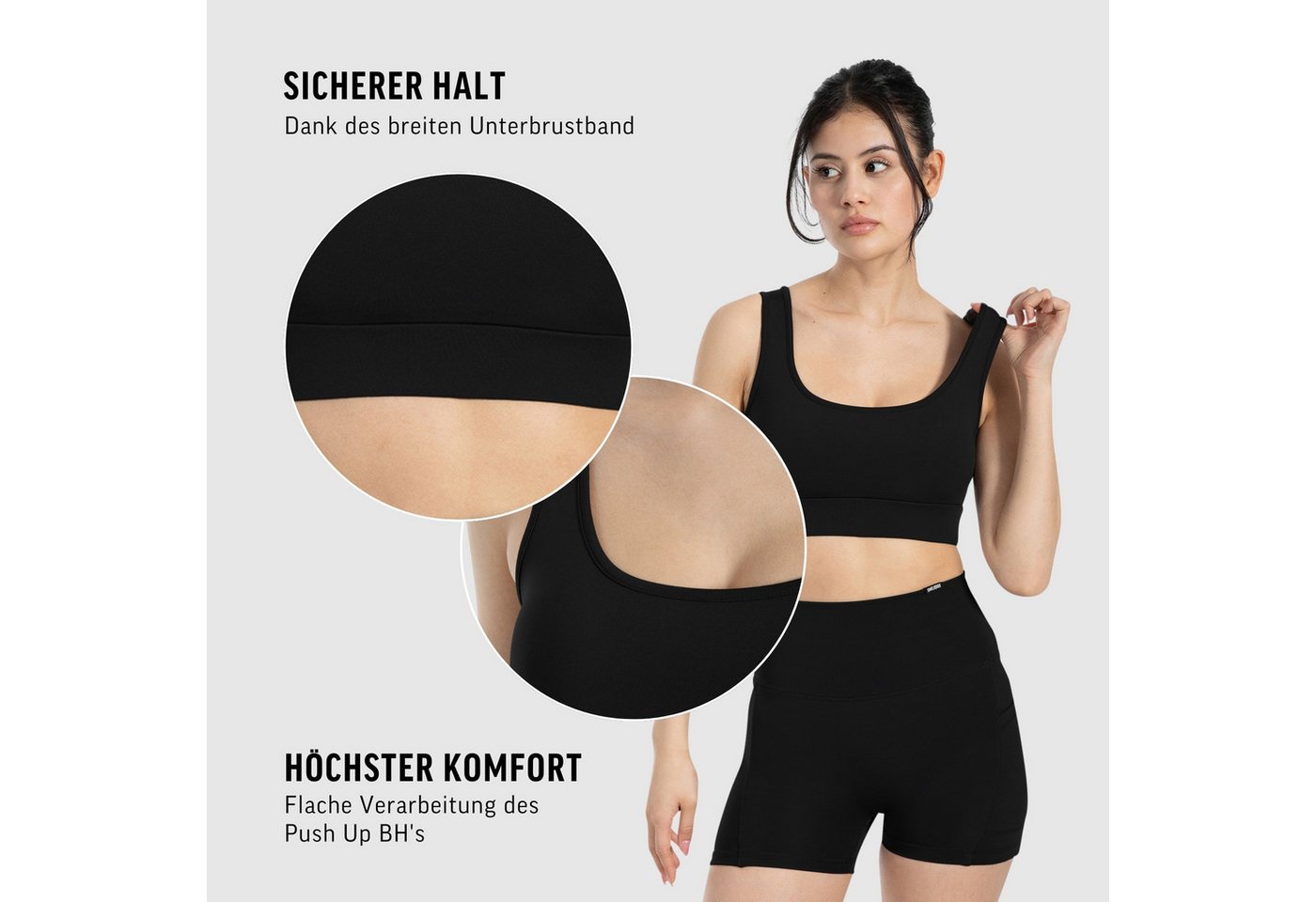 Smilodox Sport-BH SoftFeel Debby, High Support Bra, atmungsaktiv & schnelltrocknend Breites Unterbrustband, elastisch feuchtigkeitsableitend, Yoga Pilates – Bild 5 von 5