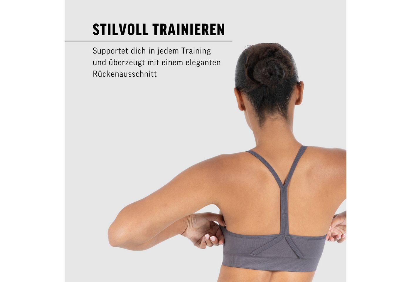 Smilodox Sport-BH Solid Scrunch Icon, Seamless Bra ohne Bügel mit verstellbaren Trägern Blickdichter Bustier Herausnehmbare Cups Shaped Fit Fitness Freizeit – Bild 3 von 5