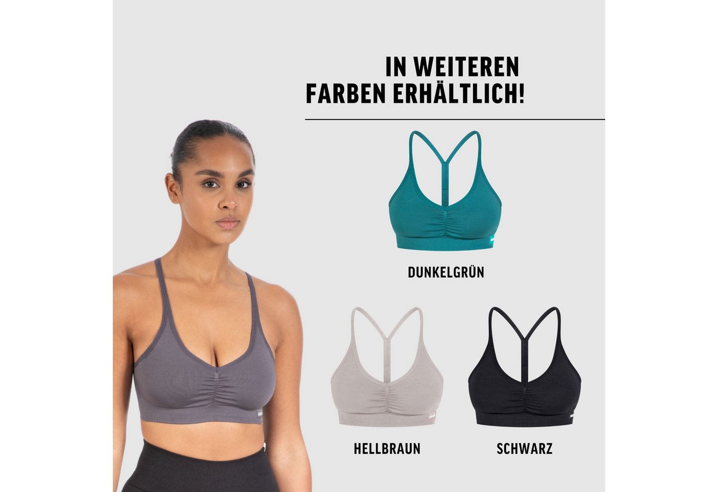 Smilodox Sport-BH Solid Scrunch Icon, Seamless Bra ohne Bügel mit verstellbaren Trägern Blickdichter Bustier Herausnehmbare Cups Shaped Fit Fitness Freizeit – Bild 4 von 5