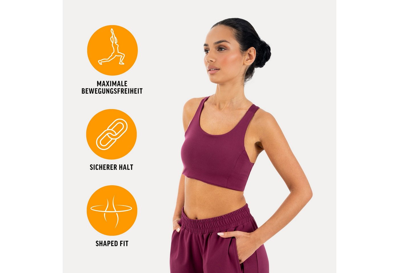 Smilodox Sport-BH Sylva, Top Damen, Bustier, figurbetont mit Cut-Out Rückendetail Shaped Fit, breite Träger, Rundhalsausschnitt, Gym & Training – Bild 2 von 5