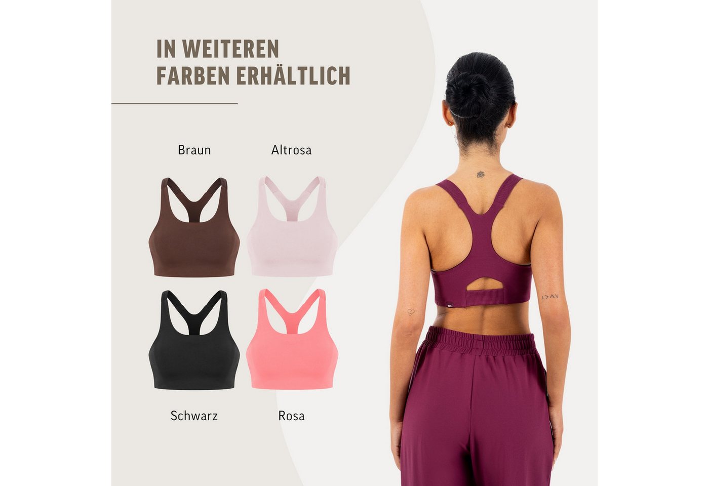 Smilodox Sport-BH Sylva, Top Damen, Bustier, figurbetont mit Cut-Out Rückendetail Shaped Fit, breite Träger, Rundhalsausschnitt, Gym & Training – Bild 4 von 5
