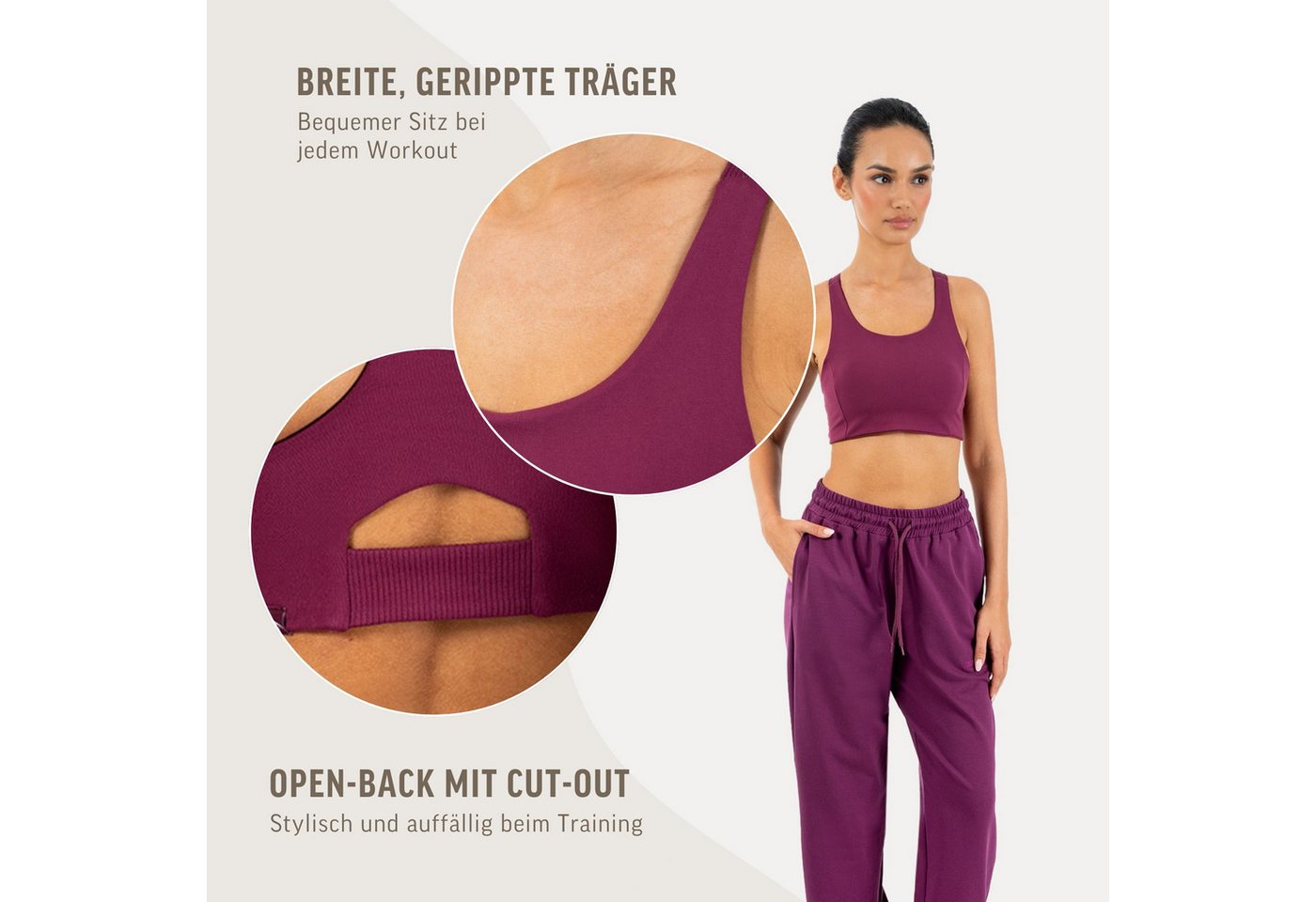 Smilodox Sport-BH Sylva, Top Damen, Bustier, figurbetont mit Cut-Out Rückendetail Shaped Fit, breite Träger, Rundhalsausschnitt, Gym & Training – Bild 5 von 5