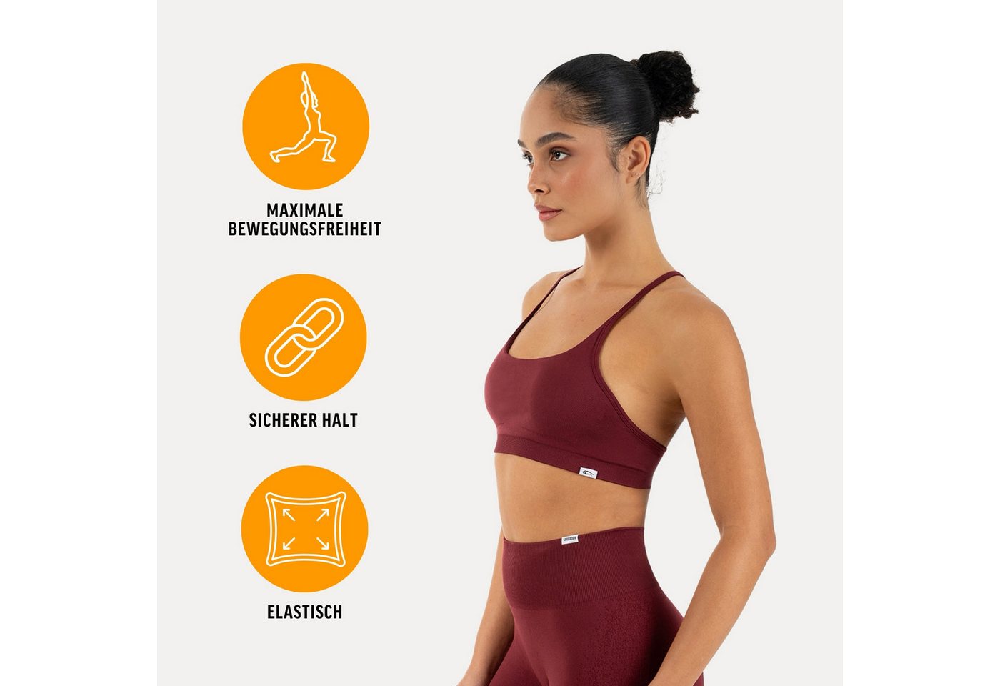 Smilodox Sport-BH Timea, Bustier Damen, Shaped Fit, Fitness Bra, Gym & Freizeit Racerback, Rippbund, elastisch, weiches Material, Stretch – Bild 2 von 5