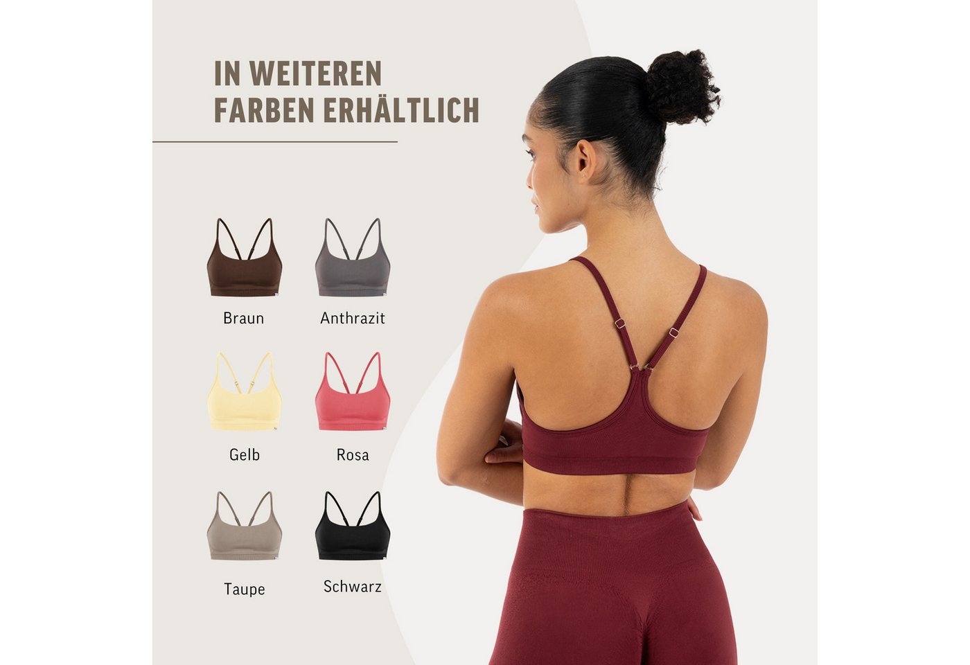 Smilodox Sport-BH Timea, Bustier Damen, Shaped Fit, Fitness Bra, Gym & Freizeit Racerback, Rippbund, elastisch, weiches Material, Stretch – Bild 4 von 5