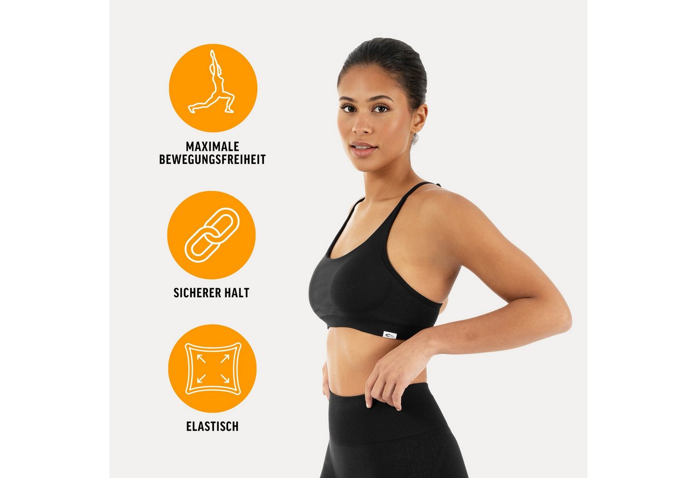 Smilodox Sport-BH Timea, Bustier Damen, Shaped Fit, Fitness Bra, Gym & Freizeit Racerback, Rippbund, elastisch, weiches Material, Stretch – Bild 2 von 5