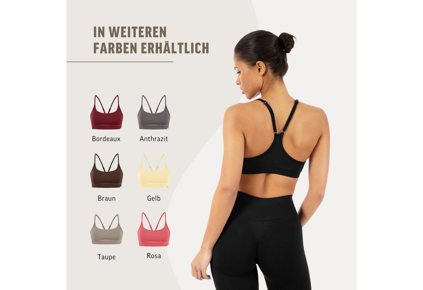Smilodox Sport-BH Timea, Bustier Damen, Shaped Fit, Fitness Bra, Gym & Freizeit Racerback, Rippbund, elastisch, weiches Material, Stretch – Bild 4 von 5