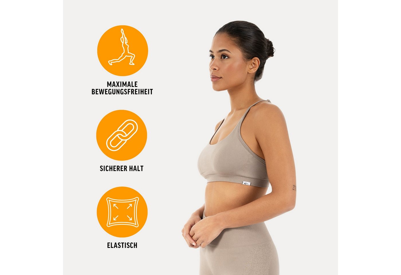 Smilodox Sport-BH Timea, Bustier Damen, Shaped Fit, Fitness Bra, Gym & Freizeit Racerback, Rippbund, elastisch, weiches Material, Stretch – Bild 2 von 5