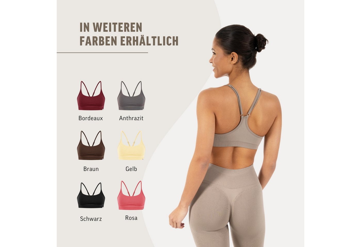 Smilodox Sport-BH Timea, Bustier Damen, Shaped Fit, Fitness Bra, Gym & Freizeit Racerback, Rippbund, elastisch, weiches Material, Stretch – Bild 4 von 5