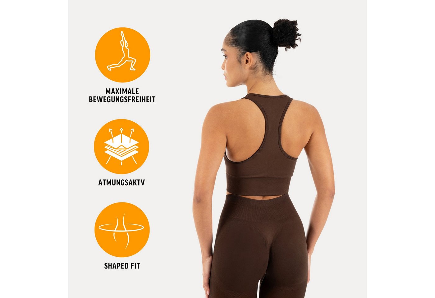 Smilodox Sport-BH Vonda, Sport Top Damen, Gym-BH für Workouts,Training & Yoga V-Ausschnitt, Seamless, Shaped Fit, Support-Bund, elastisch – Bild 2 von 5