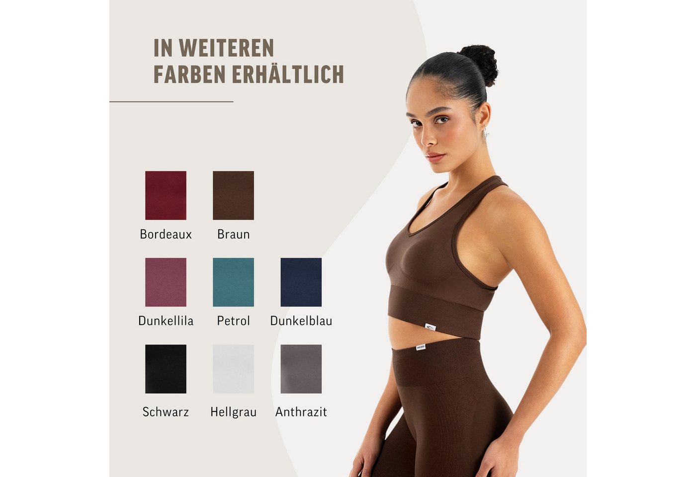 Smilodox Sport-BH Vonda, Sport Top Damen, Gym-BH für Workouts,Training & Yoga V-Ausschnitt, Seamless, Shaped Fit, Support-Bund, elastisch – Bild 4 von 5