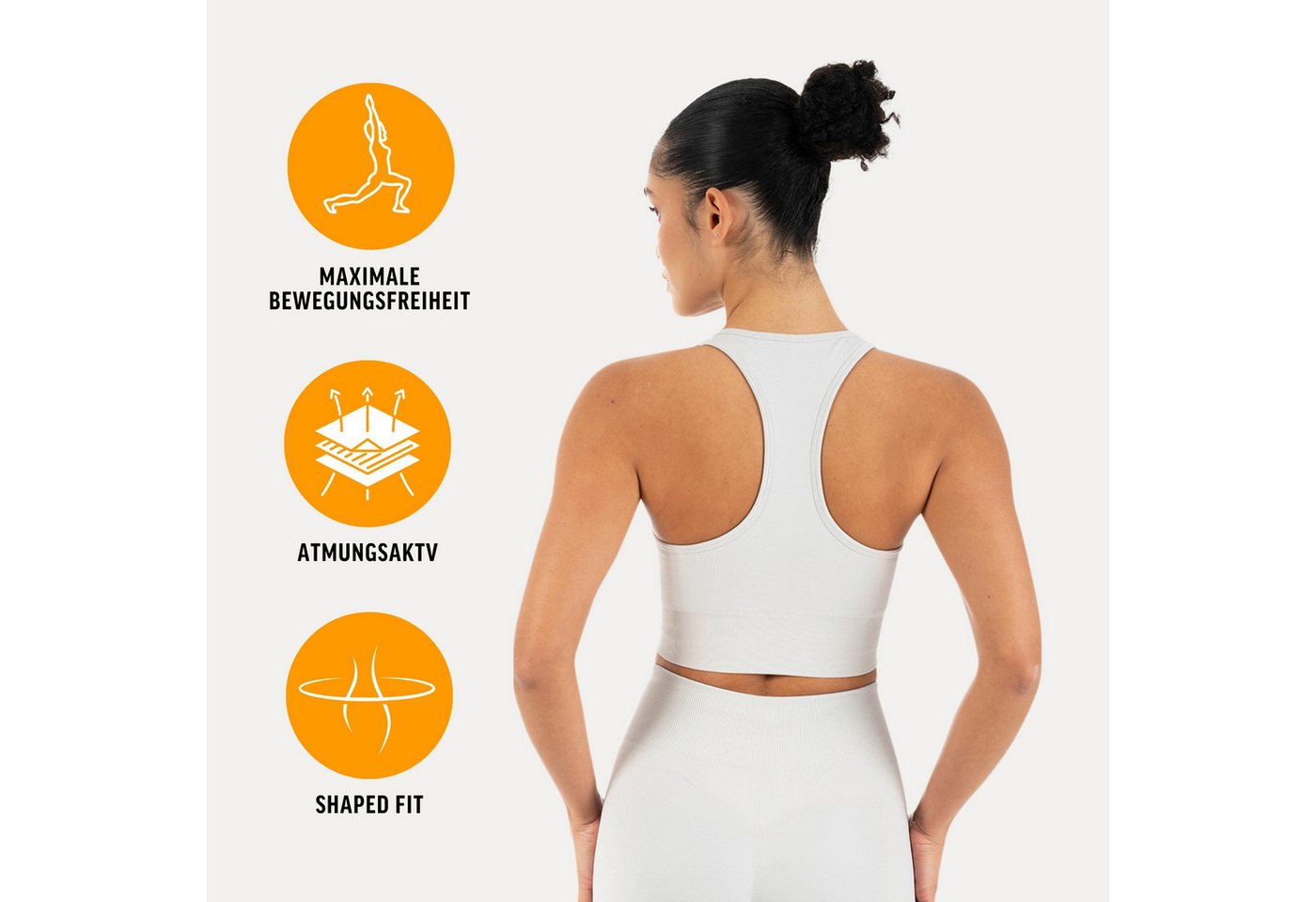 Smilodox Sport-BH Vonda, Sport Top Damen, Gym-BH für Workouts,Training & Yoga V-Ausschnitt, Seamless, Shaped Fit, Support-Bund, elastisch – Bild 2 von 5