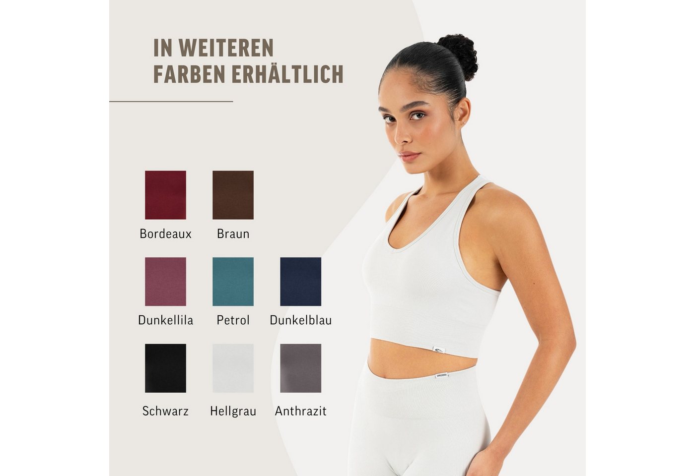 Smilodox Sport-BH Vonda, Sport Top Damen, Gym-BH für Workouts,Training & Yoga V-Ausschnitt, Seamless, Shaped Fit, Support-Bund, elastisch – Bild 4 von 5
