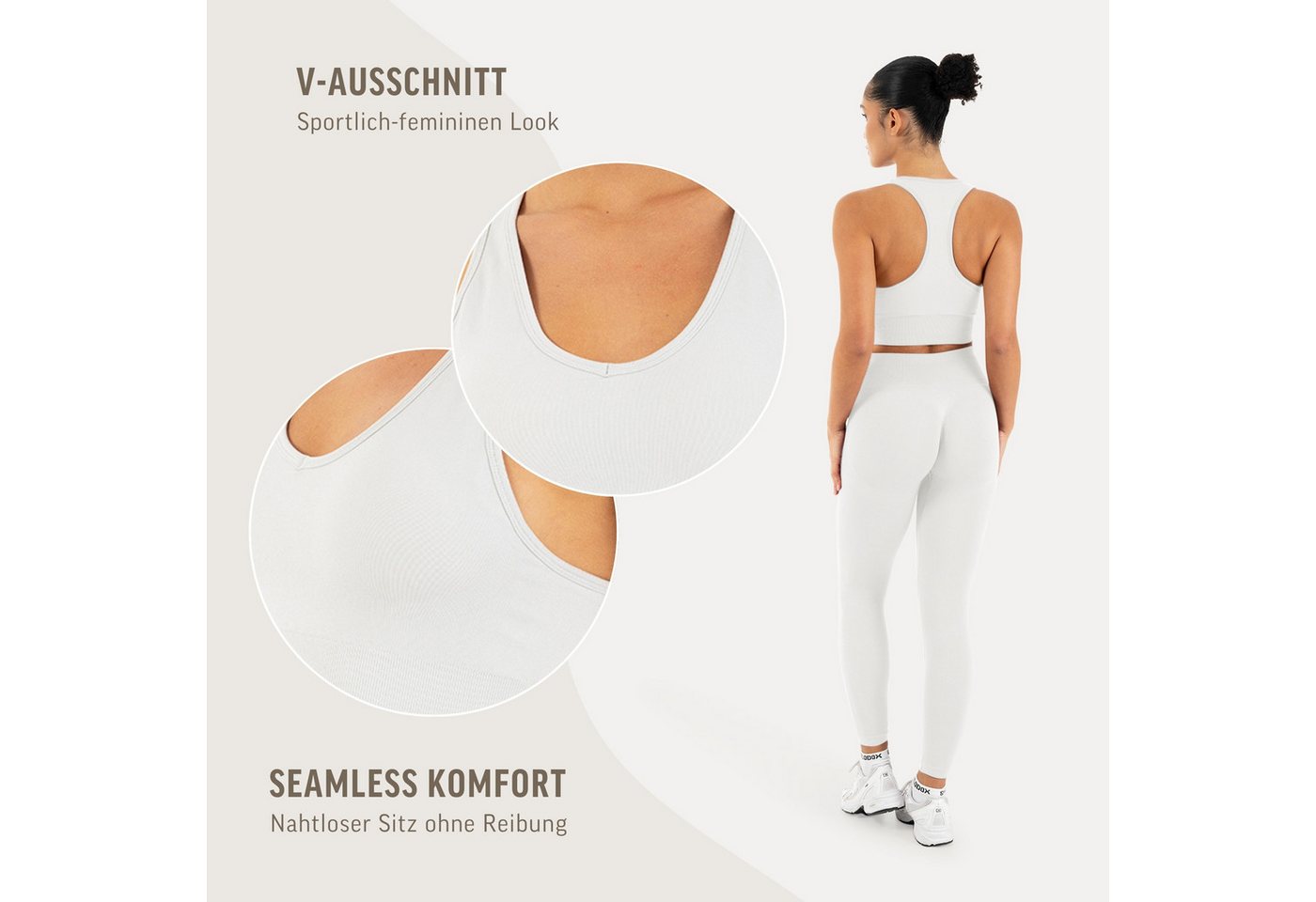 Smilodox Sport-BH Vonda, Sport Top Damen, Gym-BH für Workouts,Training & Yoga V-Ausschnitt, Seamless, Shaped Fit, Support-Bund, elastisch – Bild 5 von 5