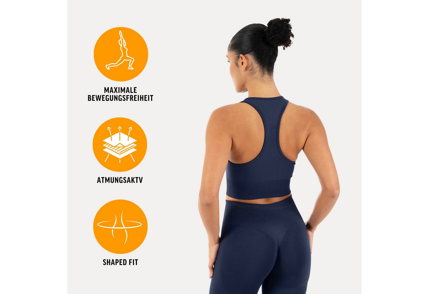 Smilodox Sport-BH Vonda, Sport Top Damen, Gym-BH für Workouts,Training & Yoga V-Ausschnitt, Seamless, Shaped Fit, Support-Bund, elastisch – Bild 2 von 5