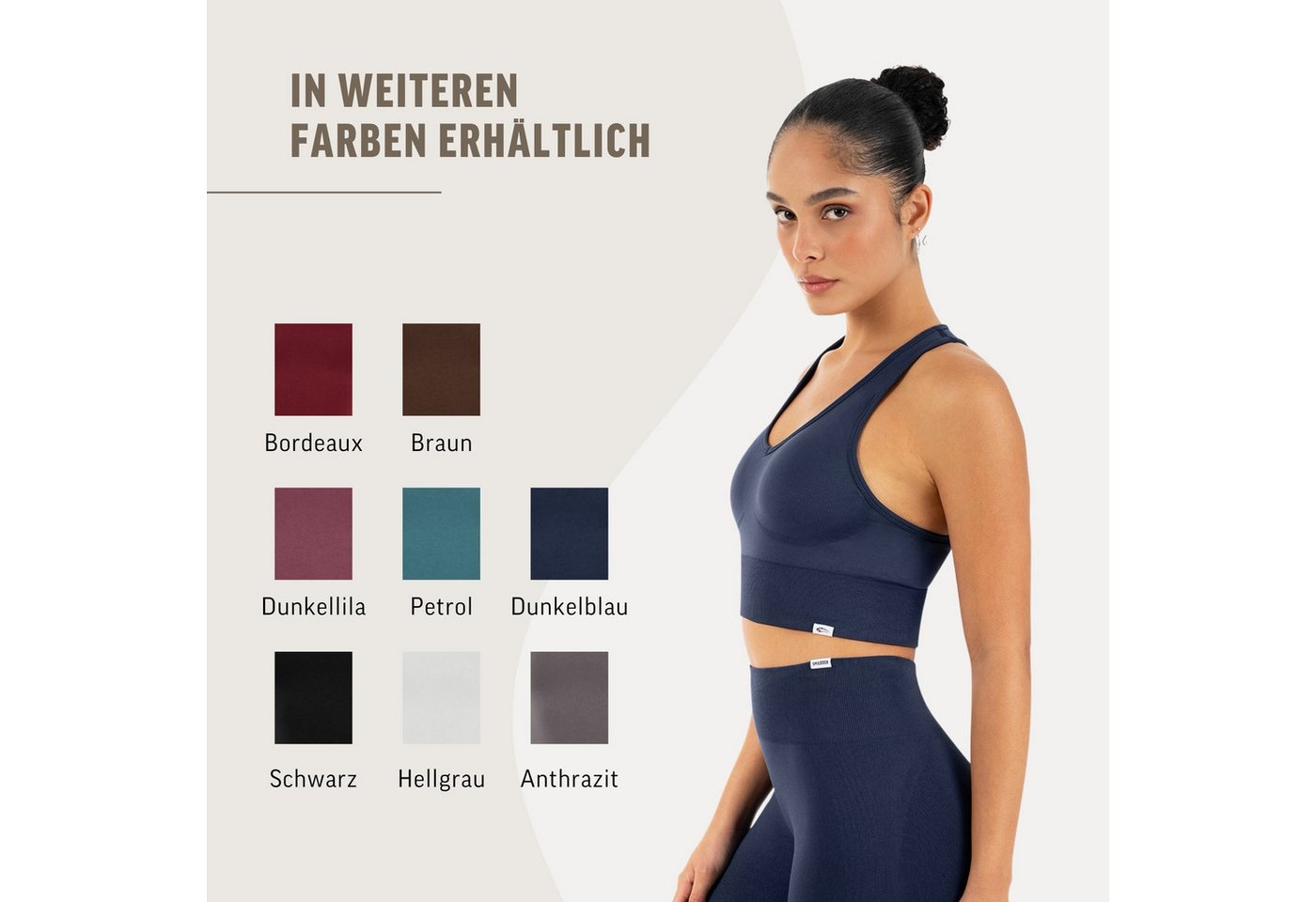Smilodox Sport-BH Vonda, Sport Top Damen, Gym-BH für Workouts,Training & Yoga V-Ausschnitt, Seamless, Shaped Fit, Support-Bund, elastisch – Bild 4 von 5